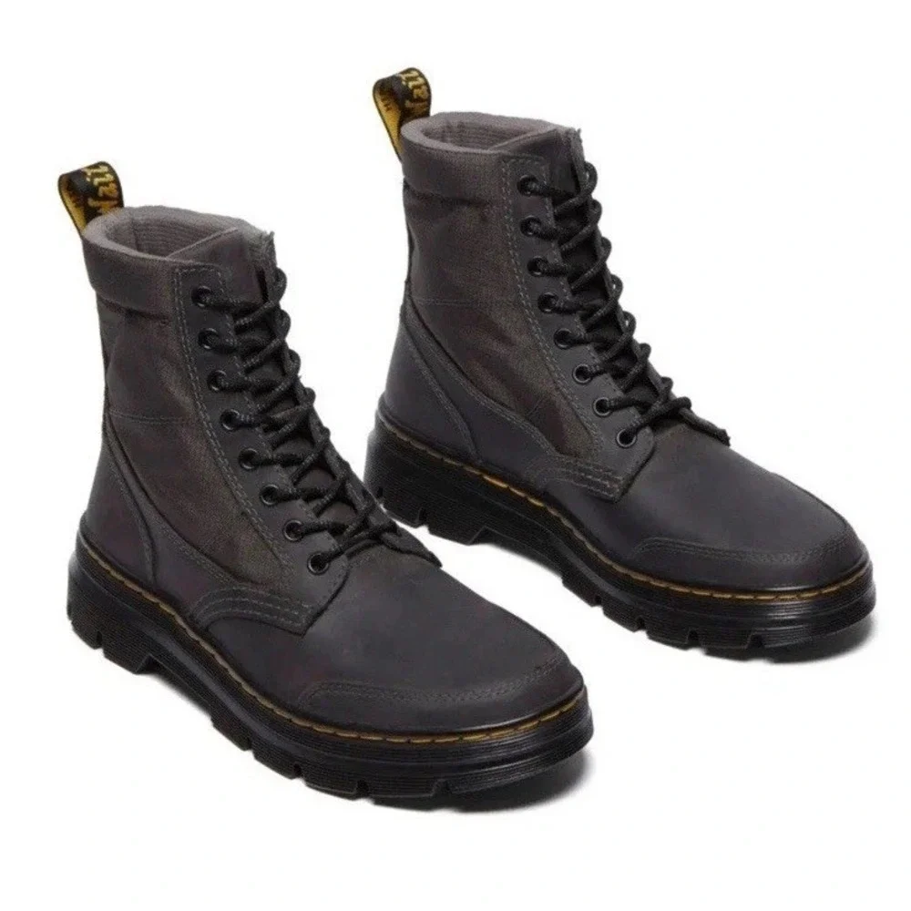 Dr Marten Combs Leather Jungle Zip Casual Combat Boots Gunmetal Men 11 Woman 12